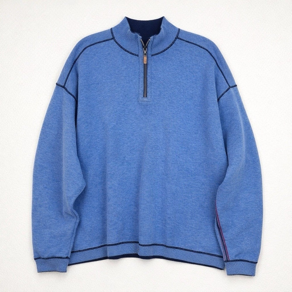 Tommy Bahama Men's 4XL Blue Quarter Zip Sweatshirt Pullover Reversible